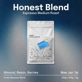 เมล็ดกาแฟคั่วกลาง Honest Blend กาแฟไทยเชียงราย สำหรับ Espresso และกาแฟนม | Raisin Almond Cranberry | 200g–1kg