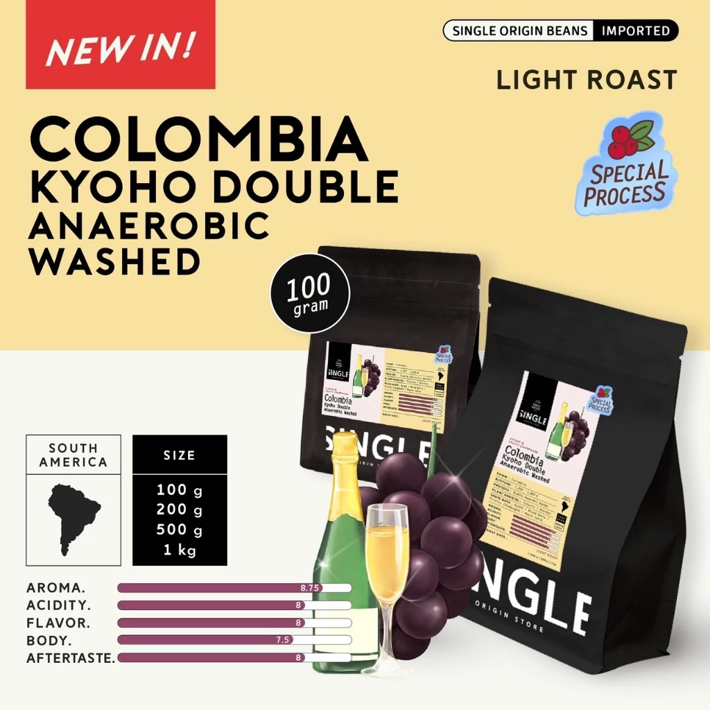 เมล็ดกาแฟคั่วอ่อน Colombia Kyoho Double Anaerobic Washed
