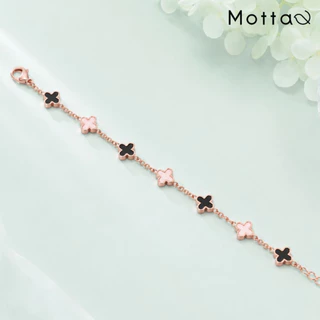 Motta Bracelet สร้อยข้อมือชุบทองคำขาว ใบโคลเวอร์สลับสี สร้อยข้อมือคุณหนู ดีไซน์หรูหรา