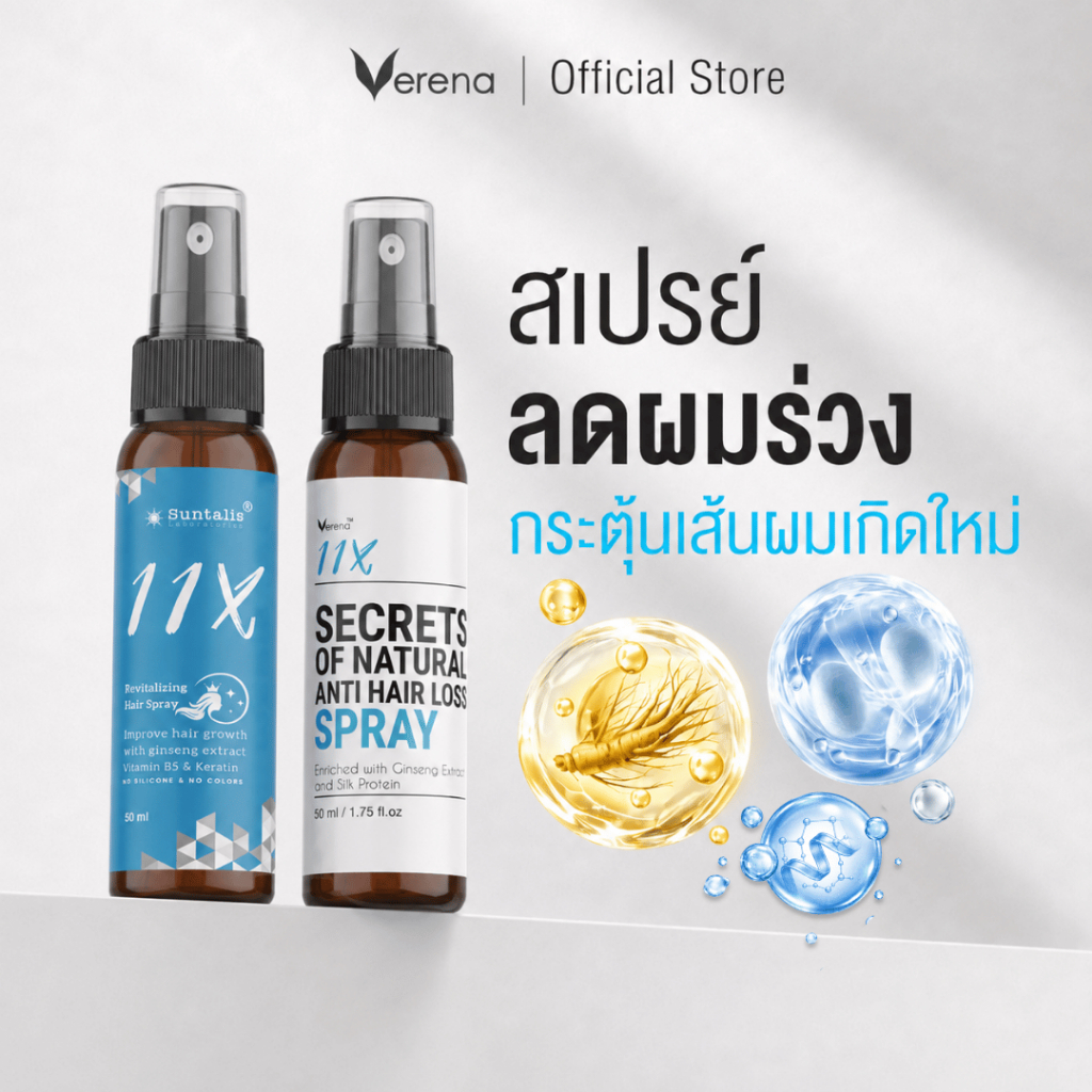 11X Spray สเปรย์ลดผมร่วง ผช/ผญ หัวล้าน ผมหนาขึ้นใน 14 วัน  ปริมาณ 50 ml ซื้อ1แถม1 [ส่งไวมากคร๊าบ]