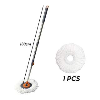 HOMESTUFF ไม้ม็อบถูพื้น Spin Mop หมุนได้ ชุดม็อบ ไม้ม็อบ พร้อมผ้า 1 ผืน