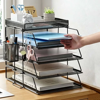 ชั้นวางแฟ้มโลหะวางซ้อนกันได้ 7 ชั้น ชั้นวางแฟ้ม A4 แข็งแรงทนทาน จัดระเบียบโต๊ะทำงานของคุณได้อย่างเป็นระเบียบ