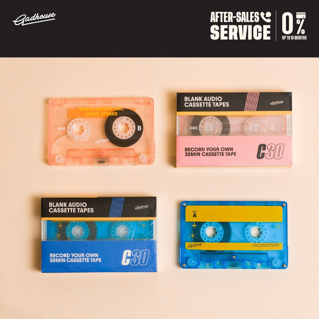 Gadhouse C30 Blank Cassette Tapes เทปเปล่า บันทึกเสียงสูงสุด 30 นาที ดีไซน์ Retro-Modern