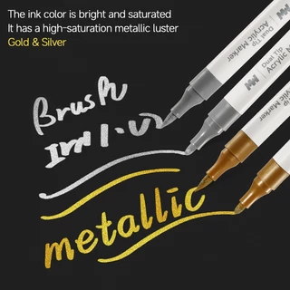 MW ปากกาอะคริลิค Acrylic Markers สีเหลืองและสีเงิน ดินสอสี สำหรับวาดภาพบนผ้าใบ แก้วหิน แก้ว เครื่องเขียน เครื่องเขียน