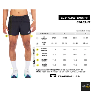 TRAINING LAB x PATHWILD TL4" FLOW+ กางเกงวิ่งรุ่น 4 นิ้ว โฟล พลัส ทรงคลาสสิค ผ้าแห้งเร็ว น้ำหนักเบา ระบายอากาศดี