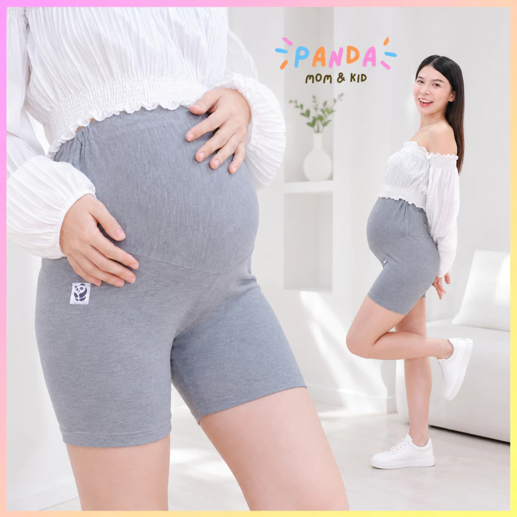 PANDA กางเกงขาสั้นคนท้อง 2 ส่วน ผ้าไม่บางนิ่ม ไม่ม้วนขา ยืดได้สูง