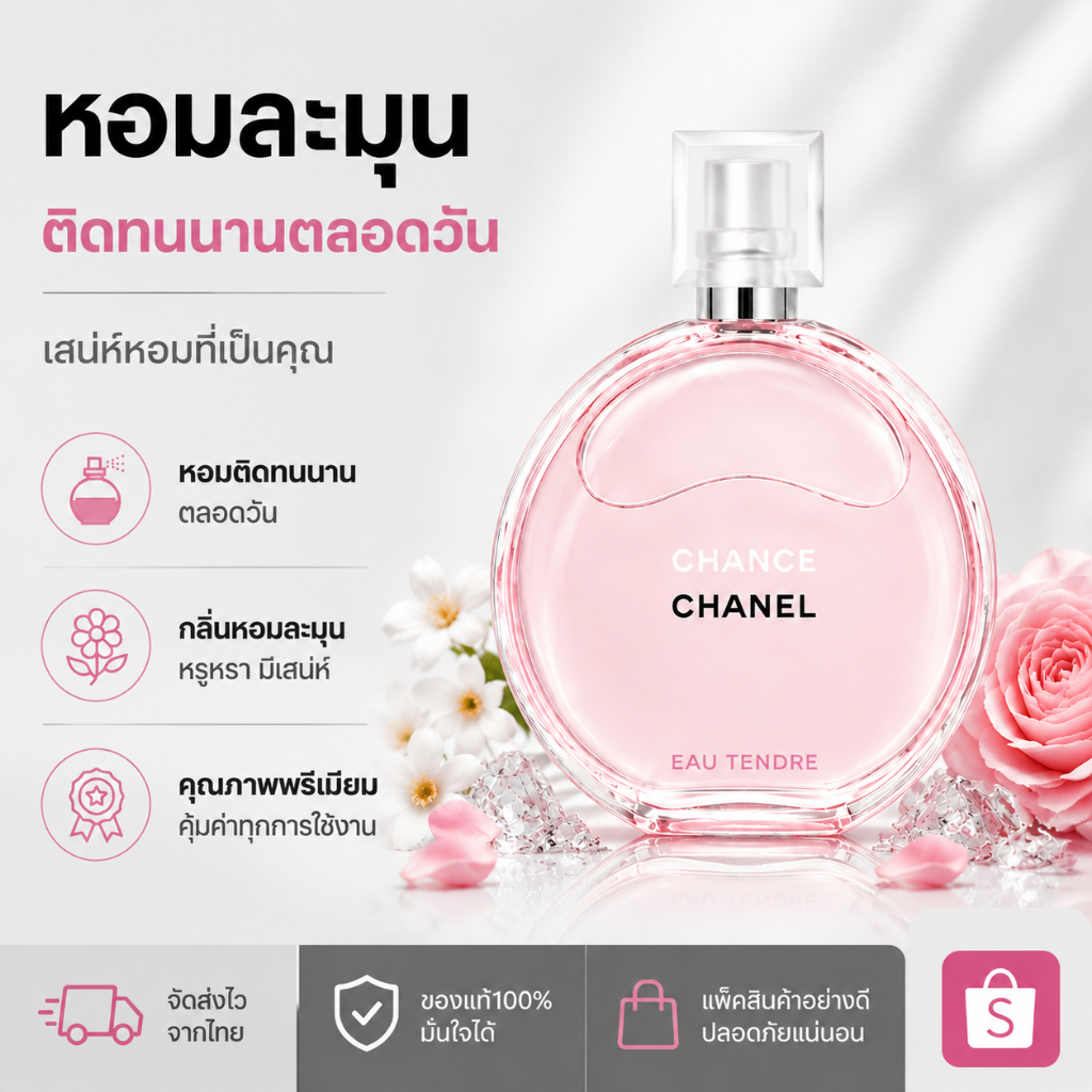 Chanel Chance Eau Tendre / Eau Fraiche EDT/EDP 100ml น้ำหอมผู้หญิง กลิ่นดอกไม้สดชื่น ติดทน ของแท้ 100% ของขวัญสาวๆ