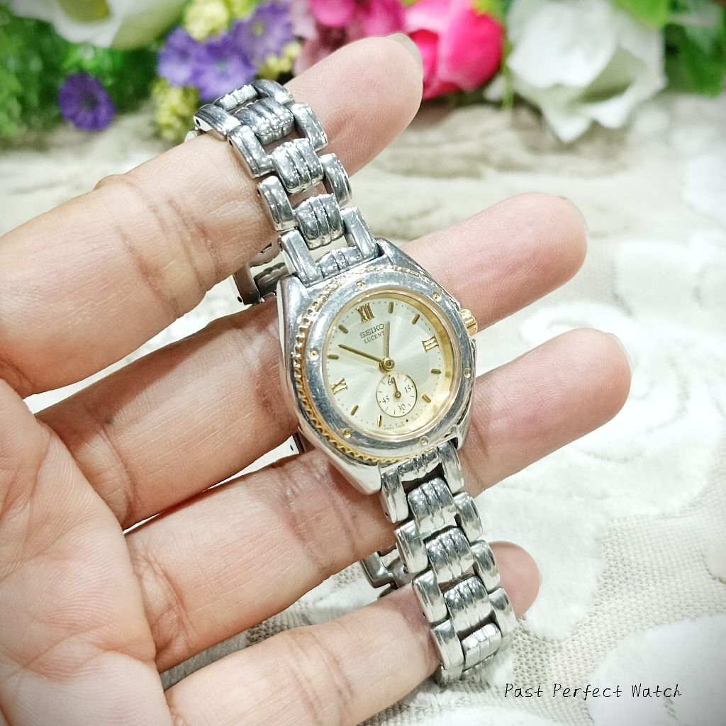 Seiko Lucent แท้ 💯% สองกษัตริย์สวนเทียบ1 หน้าปัด 28 มม. ดีไซน์เข็มวินาทีแยก ข้อมื 16.5 ซม. ให้ลุคสวย