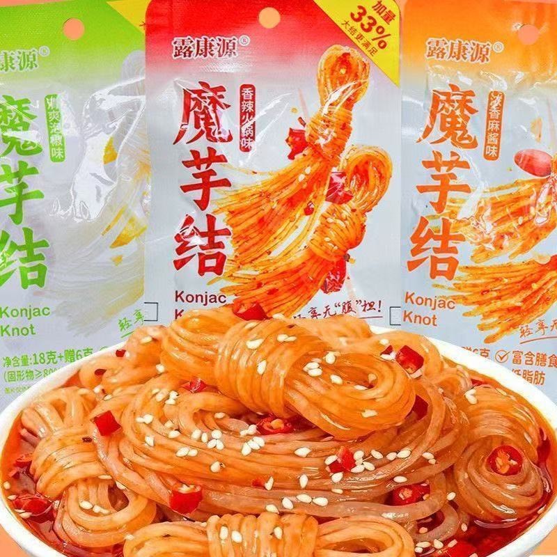 บุกเส้นหมี่รสเผ็ด อร่อย พร้อมทาน ขนมยามว่าง 18g 魔芋结即食