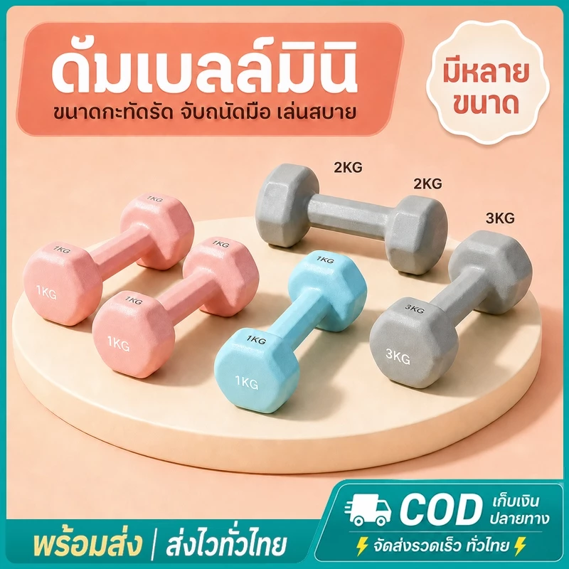 ดัมเบล 1/2/3 กก. ดัมเบลผู้หญิง ขนาดเล็ก กระชับต้นแขน ออกกำลังกาย ฟิตเนส โฮมยิม