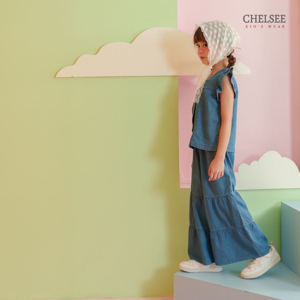 Chelsee طقم بنات بلوزة وجينز واسع — صورة 8