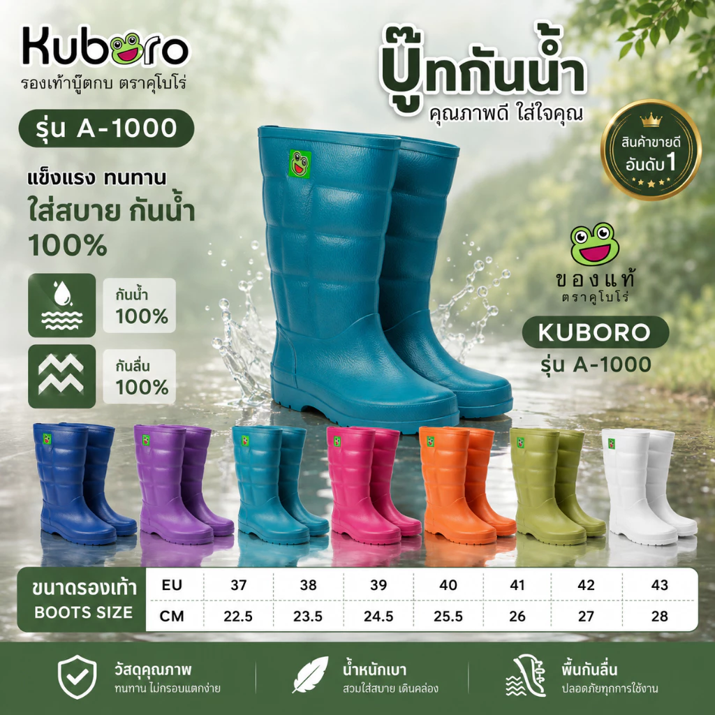 Kuboro รองเท้าบู๊ทกบยาว A-1000 สีหวาน แท้ 💯%