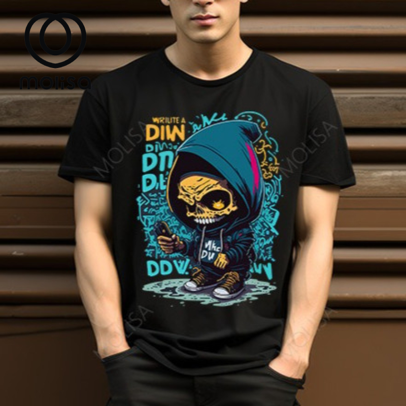 Molisa เสื้อยืด โอเวอร์ไซส์ แฟชั่น สายสตรีท oversize ผ้านุ่ม ใส่สบาย เสื้อ สีดำ ผ้าฟอก นุ่มนวล หลวม 68294#