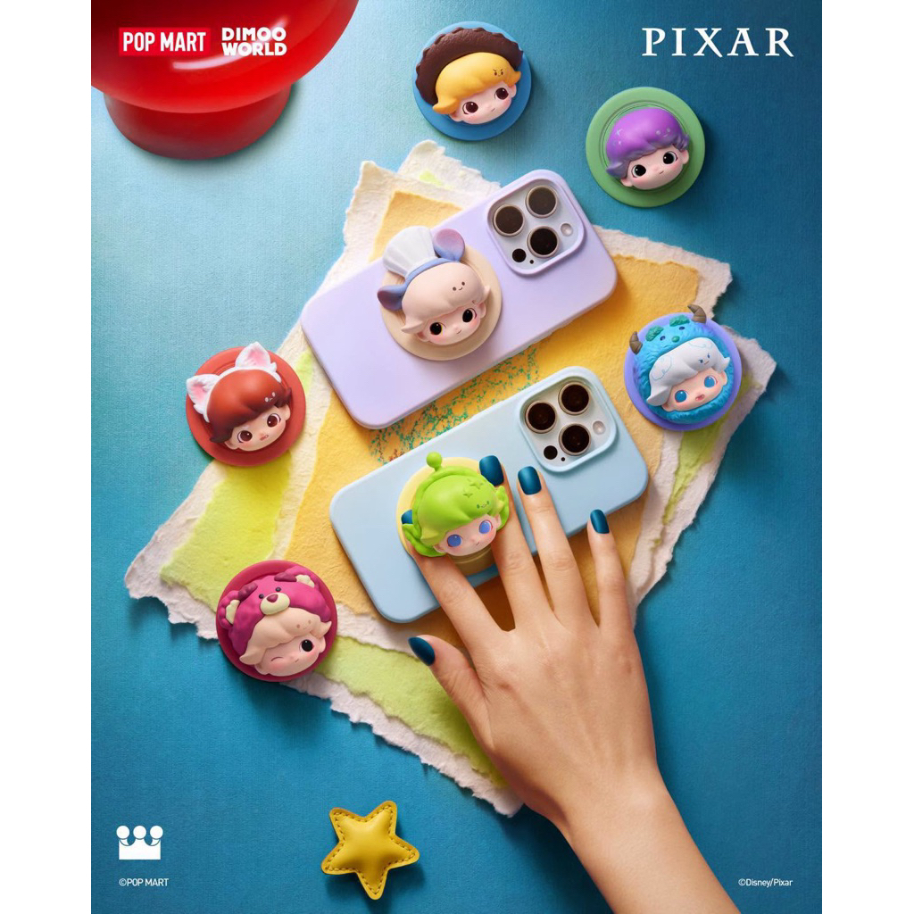 เติมสต็อค Dimoo World × Pixar กล่องจุ่มกริ๊บต๊อก (Griptok) Magnetic Phone Holder Blind Box แท้ 100% (พร้อมส่งในไทย 🇹🇭)