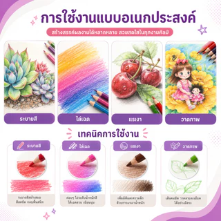 ชุดดินสอสีคุณภาพสูง จัดส่งในพื้นที่ เหมาะสำหรับนักเรียนและผู้เริ่มต้น แบบแท่งยาว 1 หัว และ 2 หัว