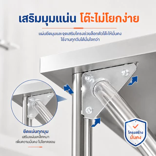 CompactSteel โต๊ะวางเตาแก๊ส 304 ชั้นวางเตาแก๊ส 3 ชั้น มีแผงกันกระเด็น 80/100/120/150cm ประหยัดพื้นที่