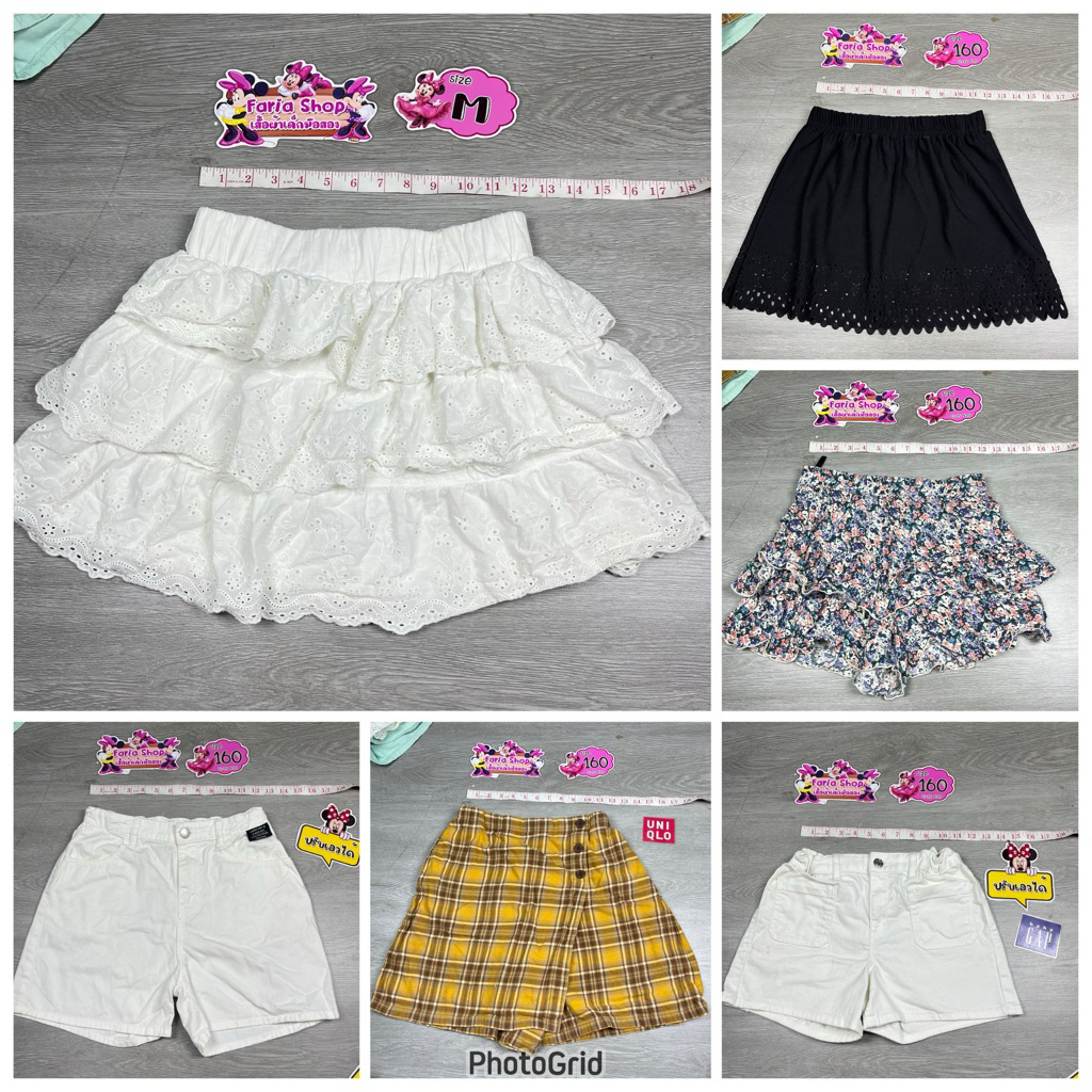 [size160 ผู้ใหญ่ S M] กระโปรงยีนส์ผู้หญิง กางเกงยีนส์ขาสั้น มือสอง