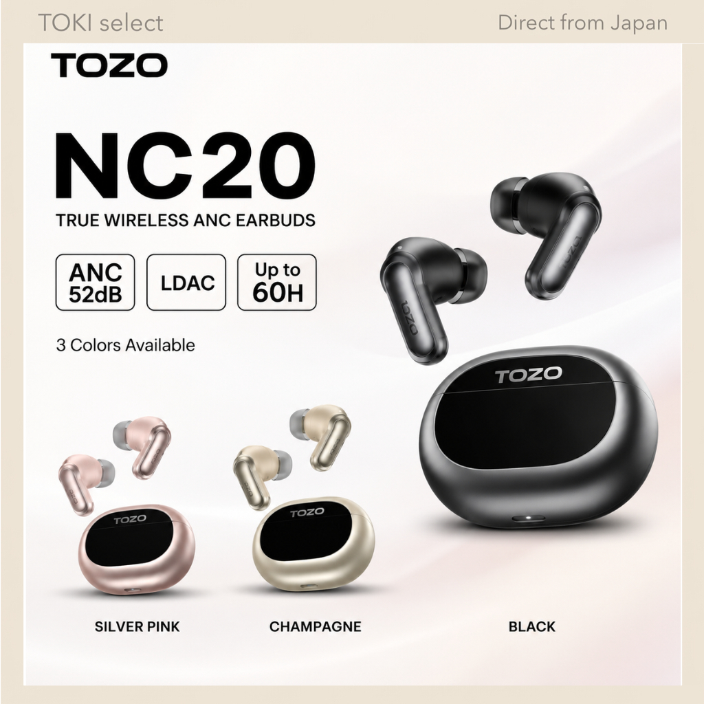 TOZO NC20 True Wireless Earbuds ANC 52dB LDAC Multipoint 60H Wireless Charging 3 Colors