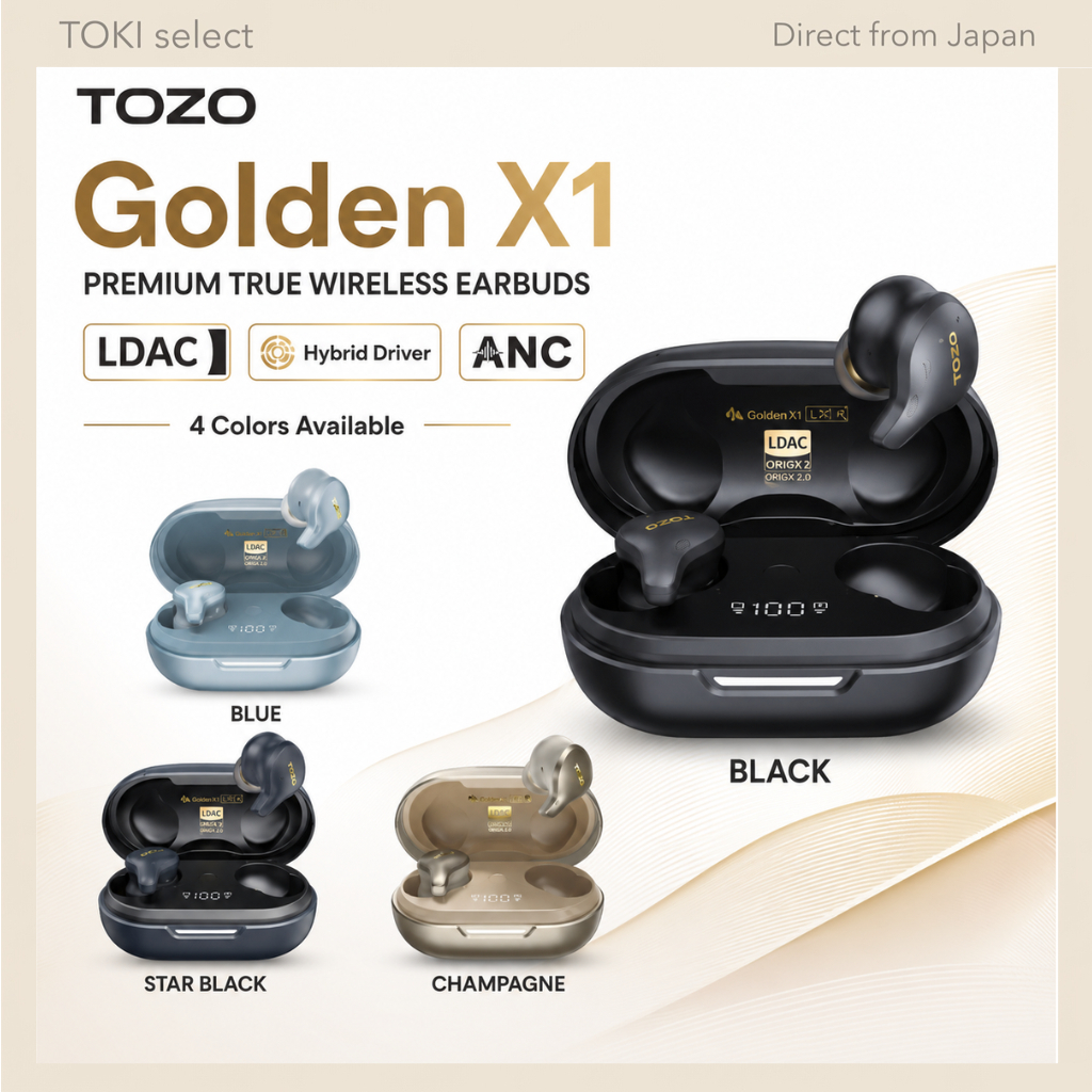 TOZO Golden X1 True Wireless Earbuds LDAC Hybrid Driver ANC Multipoint App EQ 4 Colors