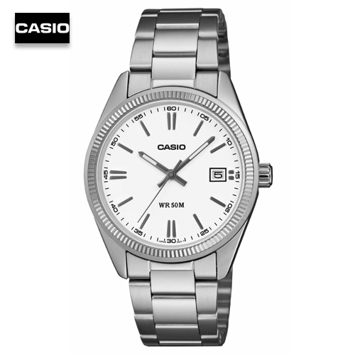 นาฬืกาข้อมือผู้ชาย ผู้หญิง คาสิโอ Casio สายสเเตนเลส หน้าปัดสีเงิน รุ่น UTP-1302PD-7AVDF, UTP-1302PD-