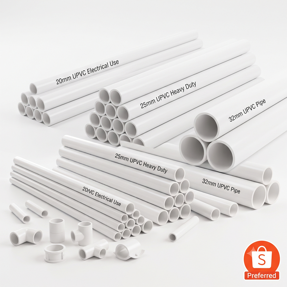 ท่อร้อยสายไฟสีขาว UPVC สำหรับท่อขาว 16, 20, 25, 32 มิล (ยาว 2.9 เมตร) (ตัดแบ่ง 2 ท่อน) สามารถดัดได้