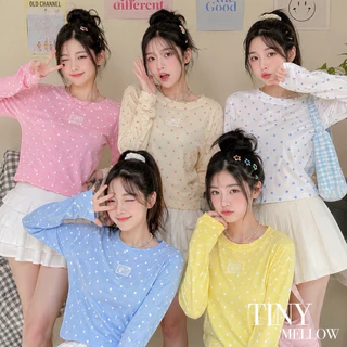 Candy CoCo - เสื้อแขนยาว เสื้อยืด ผ้าสลาฟพรีเมียมพิมพ์ลายจุด ผ้ายืดหยุ่นใส่สบาย - ( แคนดี้ )