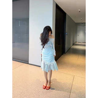 Fairy Skirt กระโปรงทรงหางปลาทิ้งตัวตัดต่อชายลูกไม้เฉียง
