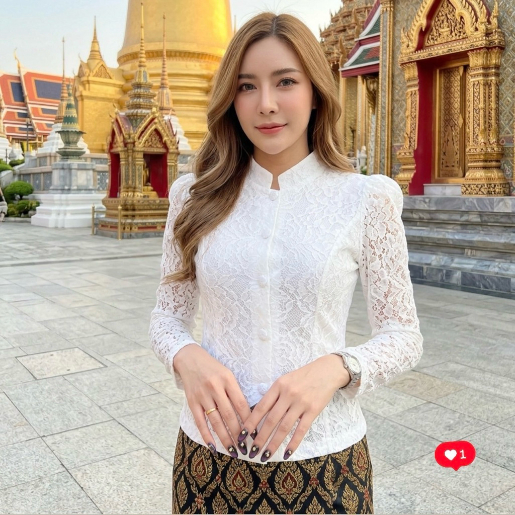 เสื้อลูกไม้อิตาลีจิตลดาผ้ากาวทั้งตัว
