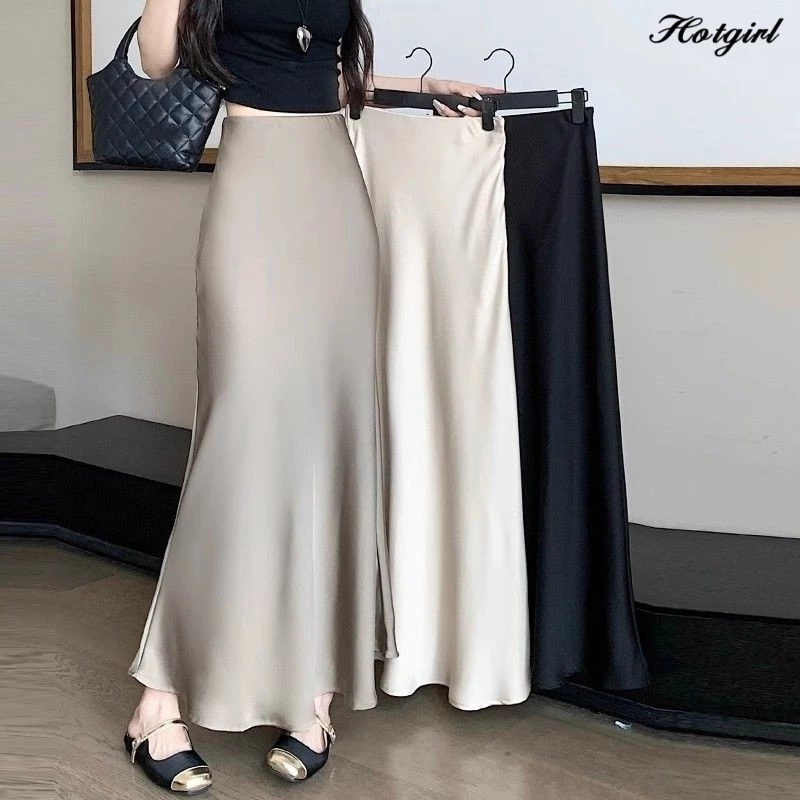 Hotgirl พร้อมส่ง S-XL กระโปรงหางปลา ความยาวปานกลาง สีพื้น สไตล์เกาหลี แฟชั่นฤดูร้อน สําหรับผู้หญิง