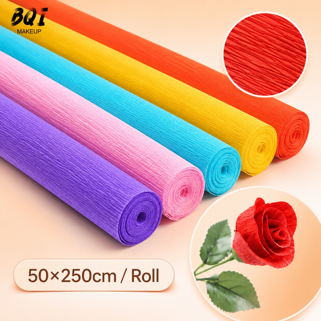 กระดาษเครปหลากสี กระดาษย่นทำดอกไม้ ห่อช่อดอกไม้ DIY อุปกรณ์งานฝีมือ งานปาร์ตี้