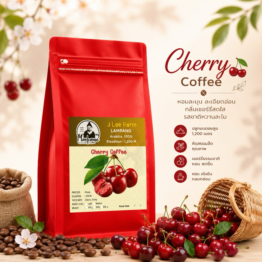 กาแฟพิเศษ เกรดประกวด Score 86.66  รสชาติหวาน เปรี้ยว เชอรรี่ (Honey Process) คั่วอ่อน/กลาง จากยอดดอยลังกา แจ้ซ้อน  ลำปาง