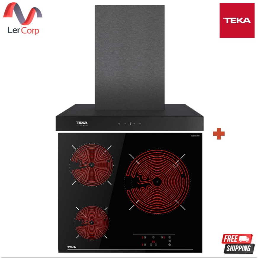 (Teka) เครื่องดูดควัน รุ่น LDH TC 60 BK + เตาเซรามิค 3 หัวเตา ขนาด 60 ซม. รุ่น TZ 6315
