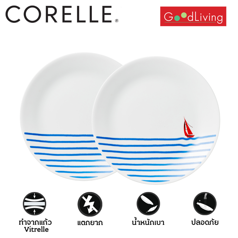 Corelle The Blue จานอาหาร ขนาด 10 นิ้ว (25.5 ซม.)จำนวน 2 ชิ้น / C-03-110-TBE-2