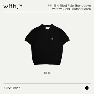 Withit Knitted Polo Shortsleeve With W Gold Leather Patch เสื้ือโปโลแขนสั้นปักโลโก้หนังวิทอิท - TPW08867