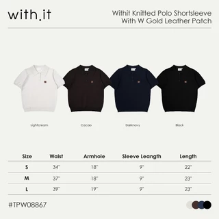 Withit Knitted Polo Shortsleeve With W Gold Leather Patch เสื้ือโปโลแขนสั้นปักโลโก้หนังวิทอิท - TPW08867
