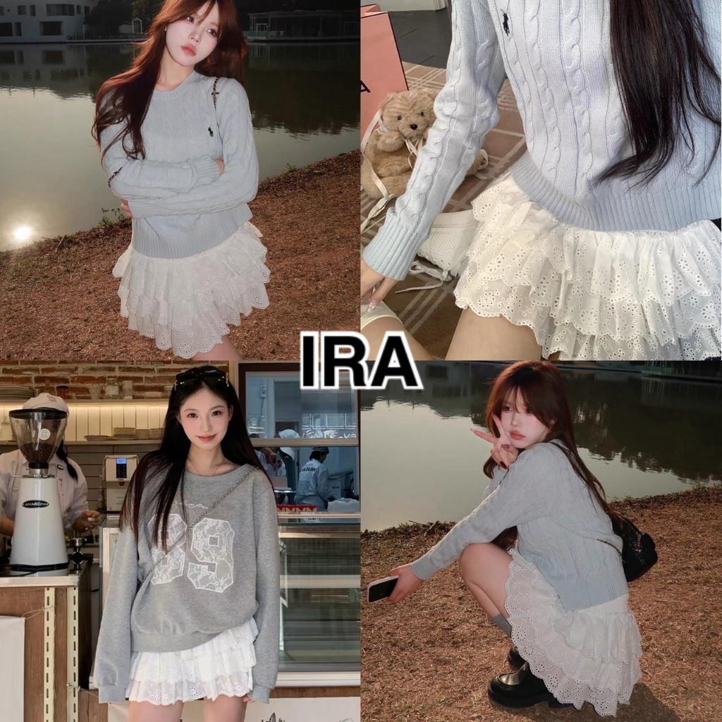 BY IRA Sweetie Skirt กระโปรงลูกไม้สุดคิ้ว เนื้อผ้านิ่ม แต่งด้วยลูกไม้ มีซับใน เอวแบบซิป