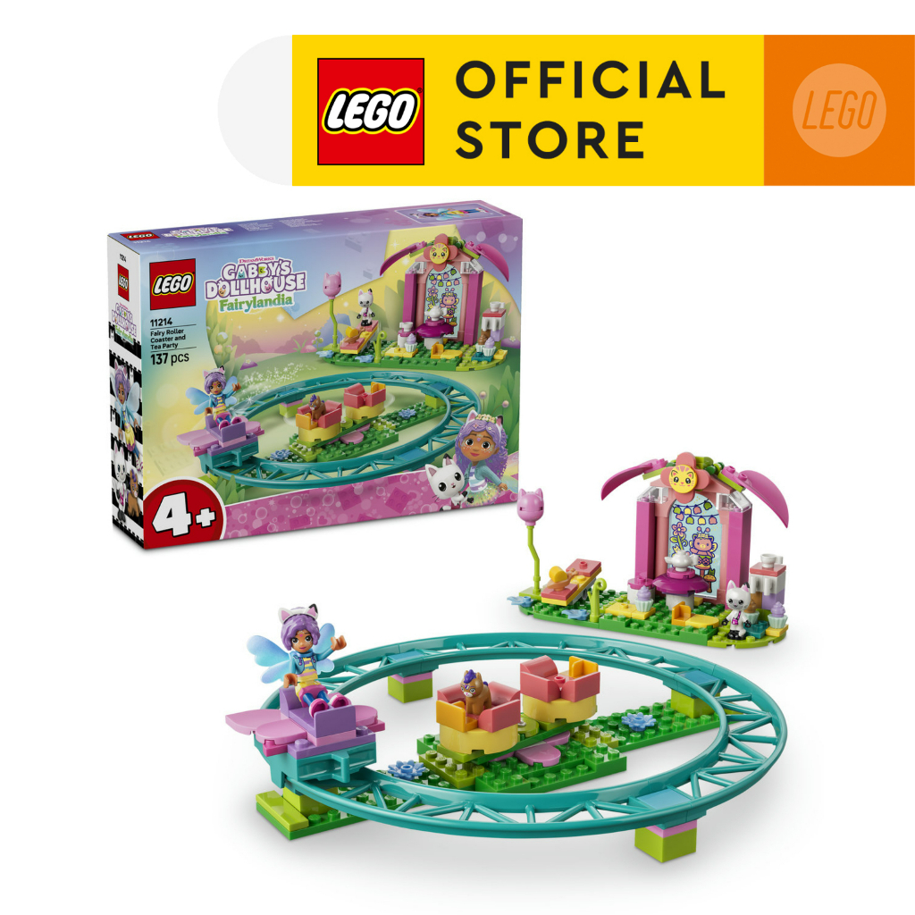 LEGO Gabby's Dollhouse 11214 Fairy Roller Coaster and Tea Party (137 Pieces), Building Blocks, Kids Toy