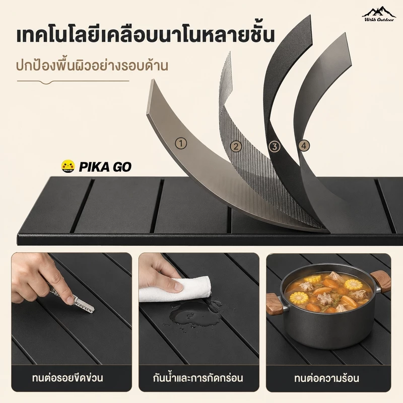 โต๊ะแคมป์ปิ้ง เก้าอี้แคมป์ปิ้ง อุปกรณ์แคมป์ปิ้ง รับน้ำหนักได้ถึง 300กก 90/120/150CM thumbnail 10