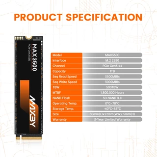 【จัดส่งใน 24 ชม】 MAXBY MAX3500 SSD M.2 NVMe 1TB 512GB 256GB M.2 2280 3500MB/s ใช้PCโน้ตบุ๊คเกม ของแท้ รับประกัน5ปี