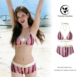 ชุดว่ายน้ำบิกินี่ ทูพีช bikini swimming suit for women ลายดาว รุ่นใหม่ มีฟองน้ำ#1220