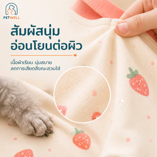 ชุดนอนสัตว์เลี้ยง PETWELL ชุดนอนนุ่มๆ พร้อมลายน่ารัก เสื้อผ้าสัตว์เลี้ยงสำหรับแมวและสุนัข XS-XL