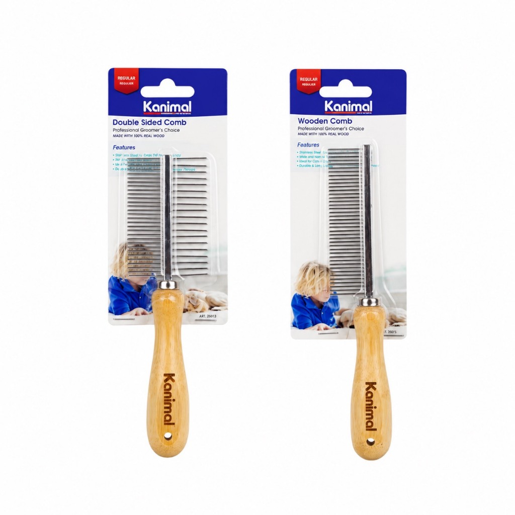 Kanimal Classic Wooden Comb / Double-Sided Comb แปรงหวีขนด้ามไม้ แปรงหวีขนสัตว์เลี้ยง มีให้เลือก 2 แบบ