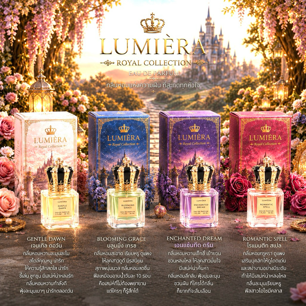 ***[ สินค้าขายดี ] LUMIÈRA น้ำหอมเจ้าหญิง 30 ml. นำเข้าจากฝรั่งเศส กลิ่นหอมหรูหรา ดูแพง มีระดับ มีเสน่ห์น่าหลงไหล