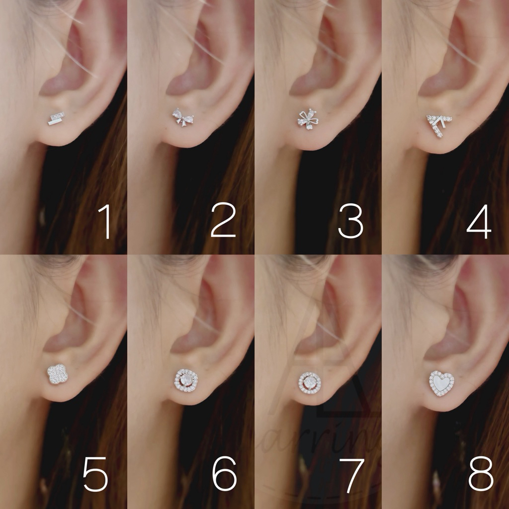 [มินิมอลสีเงิน175] ต่างหูมินิมอลแบบติดหู ราคาต่อ1คู่ พร้อมแป้น(ทับหลัง)แบบโลหะทุกคู่