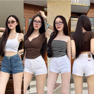 Double - DBBJ369 กางเกงยีนส์ขาสั้นเอวสูง ทรงสวยครบทุกแบบ
