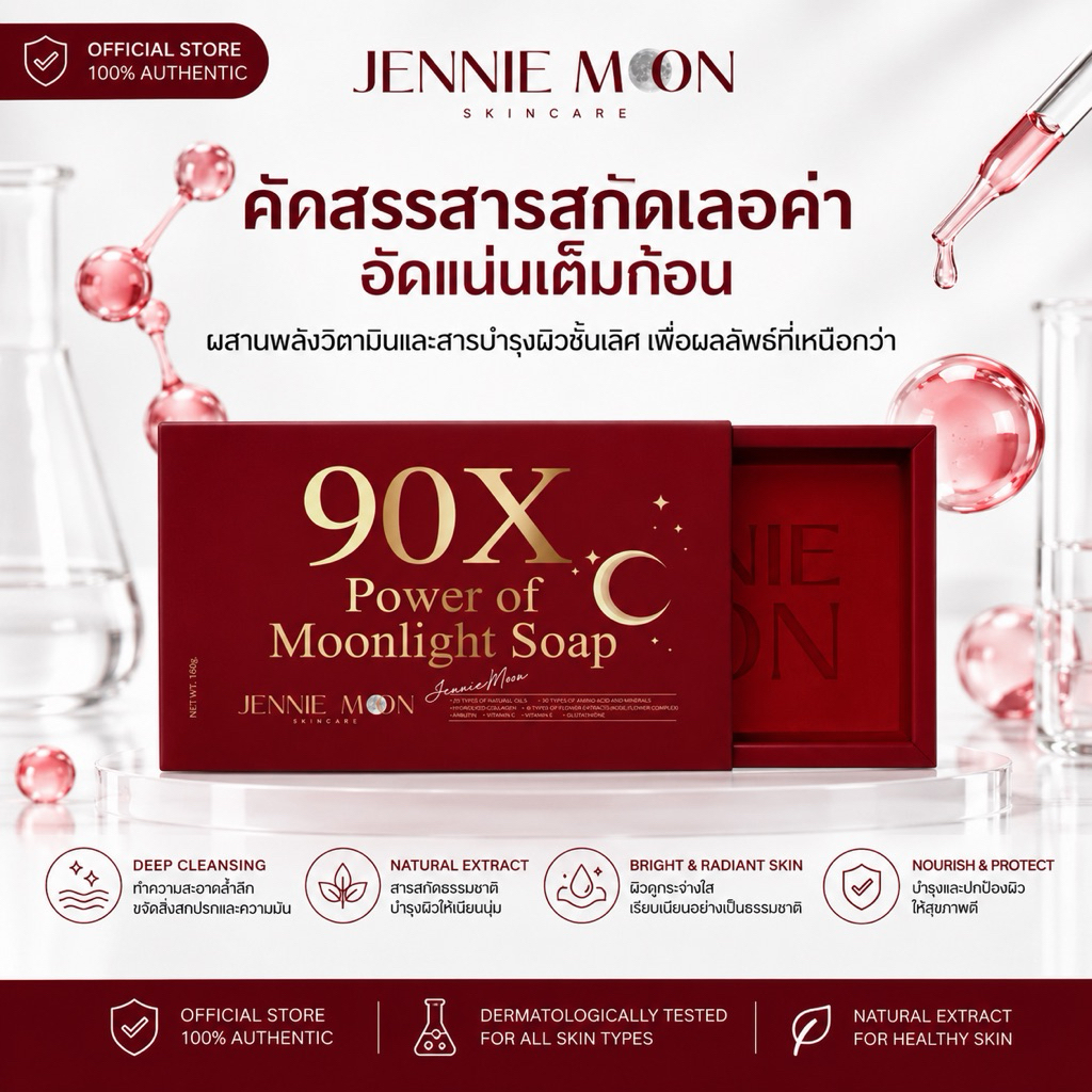 Jennie Moon Official | สบู่ 90x Power of Moonlight soap 160g. บำรุงผิวกาย บูสผิวโกลว์