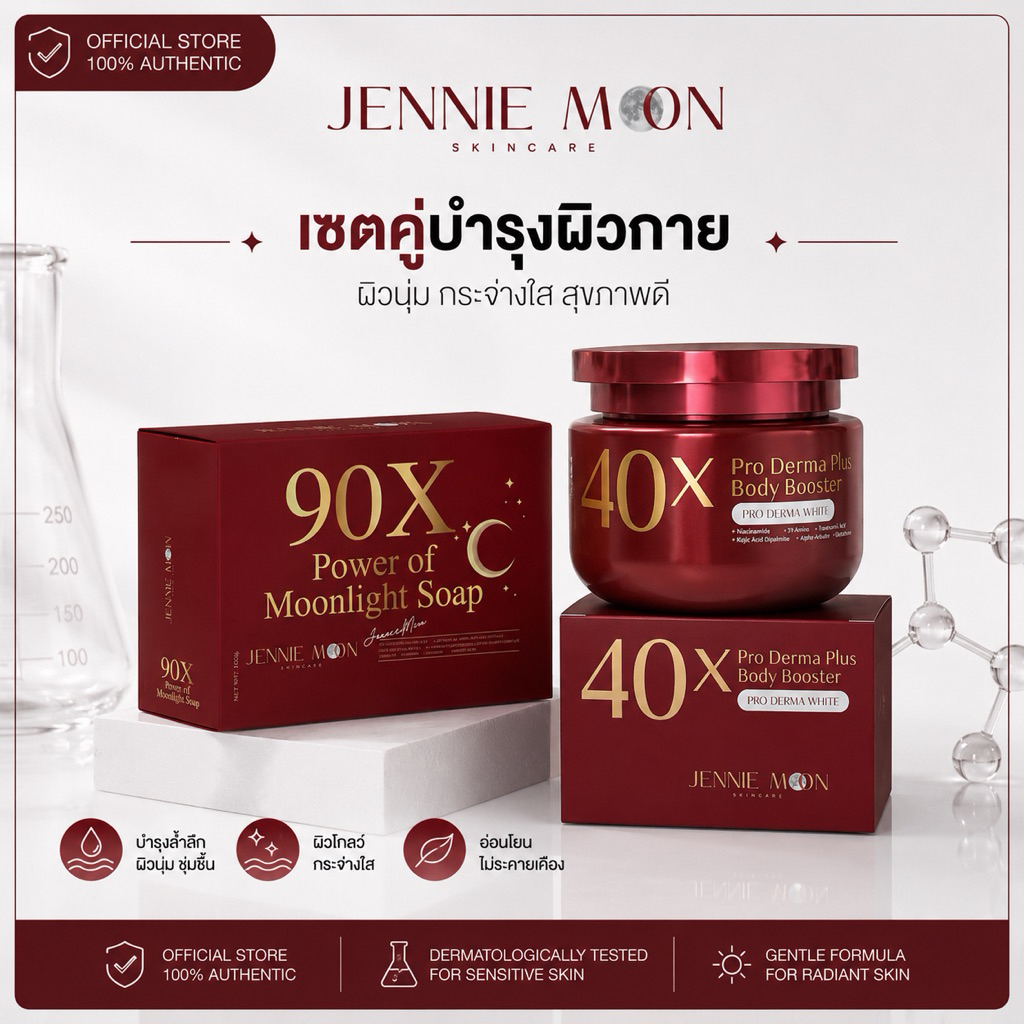 [Duo Set] Jennie Moon Official | PRO DERMA PLUS BODY BOOSTER ครีม40x + สบู่90x เซตบำรุงผิวกาย