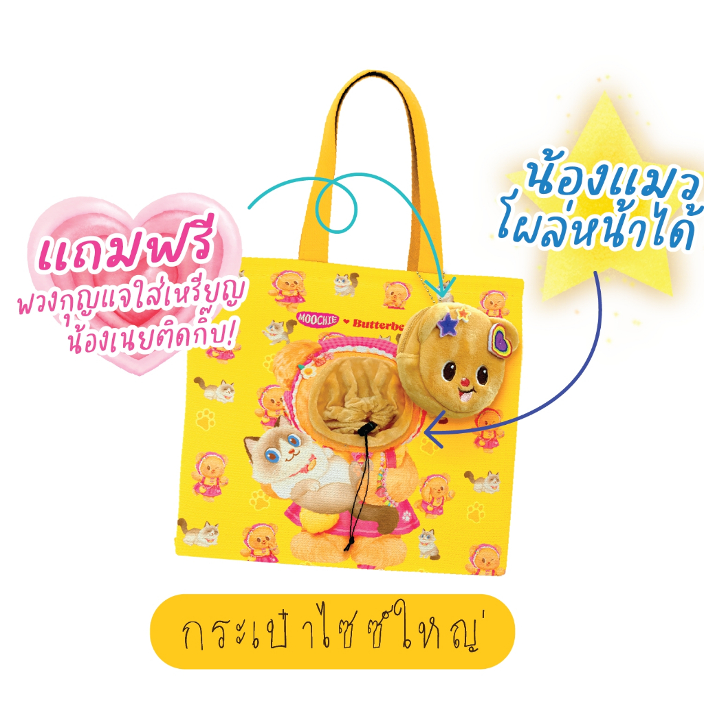 [สำหรับแถมเท่านั้น] กระเป๋าสีเหลืองลายน้องแมว Moochie x Butterbear