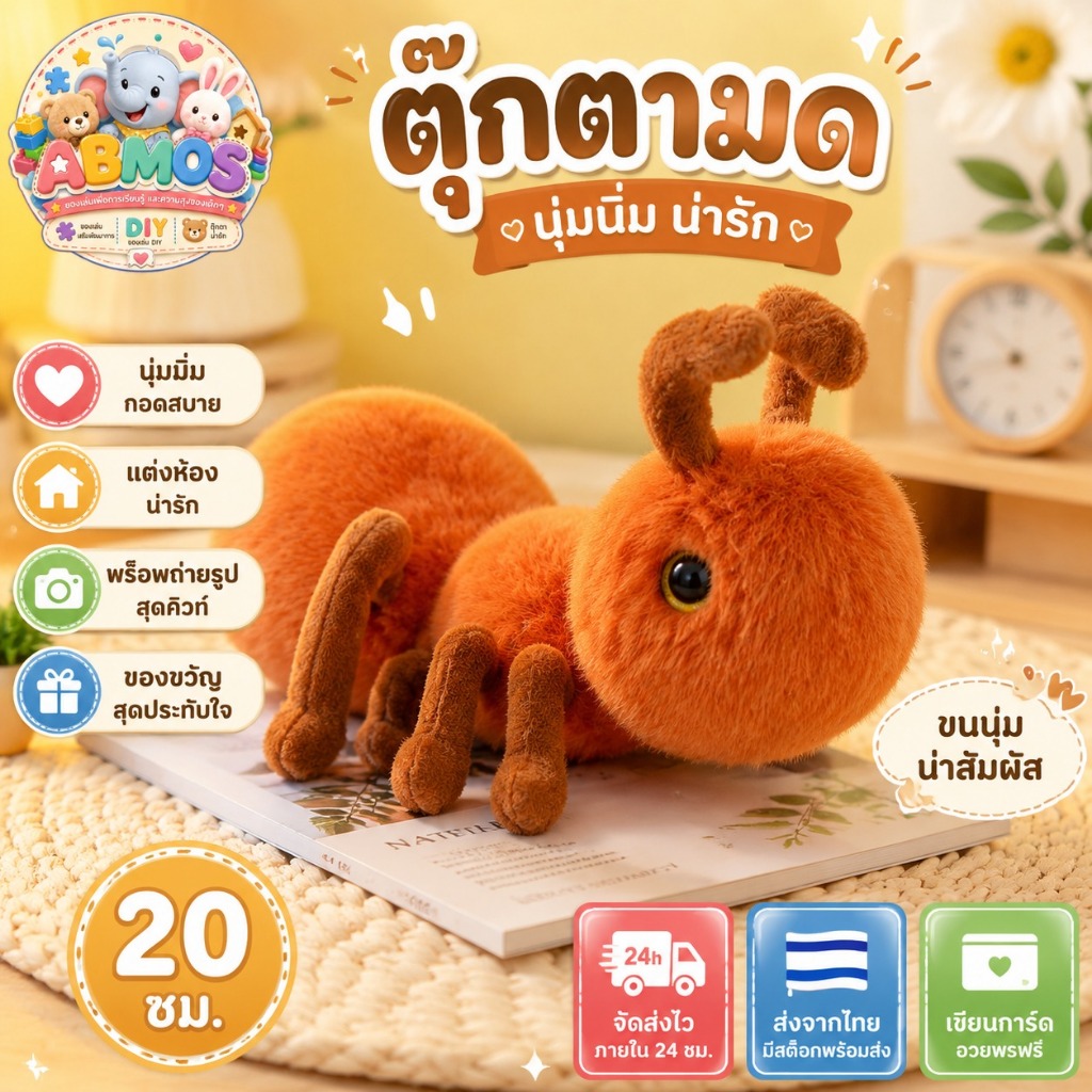 ตุ๊กตามดน่ารัก ตุ๊กตาสัตว์จิ๋วผ้านุ่ม ของตกแต่งโต๊ะเรียน ห้องนอน ชั้นวางของ พร็อพถ่ายรูป ของสะสม ของขวัญสุดคิ้วท์