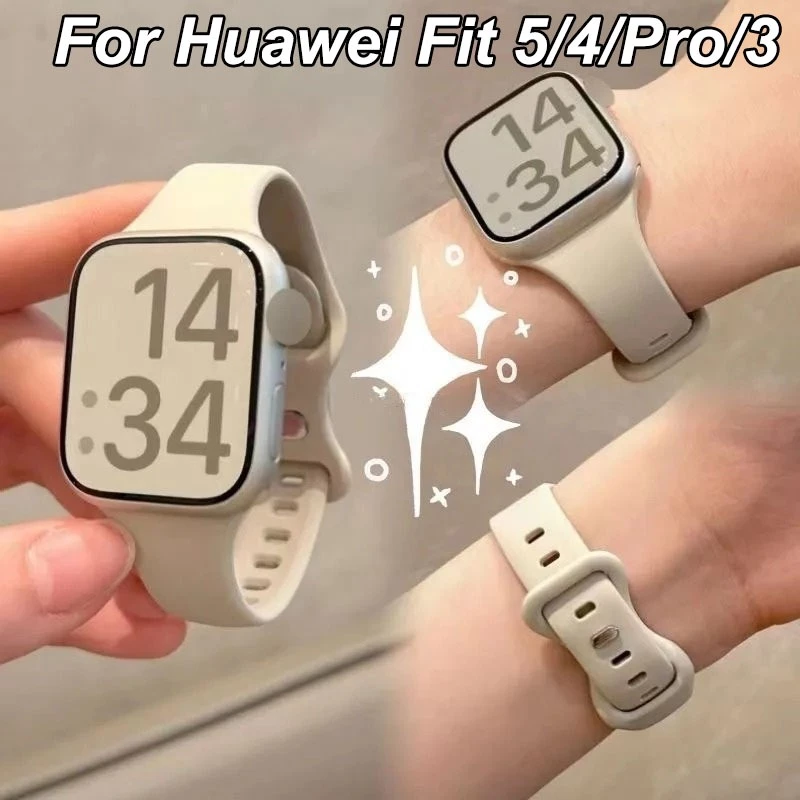 สายซิลิโคนสำหรับ Huawei Watch Fit 5 4/Huawei Watch Fit 5 4 Pro เปลี่ยนสายรัดข้อมือกีฬายางรัดสำหรับ Huawei Fit 3